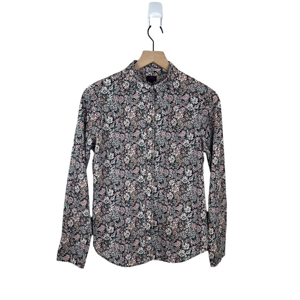 J Crew Slim Perfect Shirt Liberty Fabric White Garden